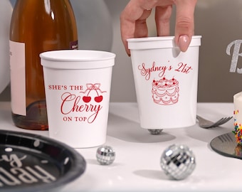 She's the Cherry on Top Birthday Stadium Cups, Cherry Themed Party Favors, Cherry First Birthday, Our Little Cherry on Top Baby Shower