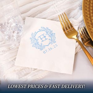 Wedding Logo Napkins, Custom Wedding 3-PLY Cocktail Napkins, Modern Wedding Napkins, Wedding Cake Napkins, Interlocking Monogram Napkins