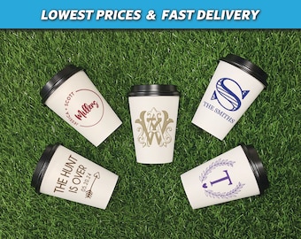 Custom 12oz Paper Cups, Monogrammed Paper Cups, Hot Cocoa Cups, Custom Coffee Cups, Wedding Coffee Cups, Personalized Wedding, Hot Drink Bar
