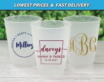 Custom Wedding Cups, Reception Bar Frosted Cups, Personalized Shatterproof Cups, Modern Wedding Decor, Signature Cocktails, Engagement Party