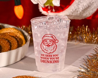 He Sees You When You're Drinking Cups - 16oz Frost Set of 10