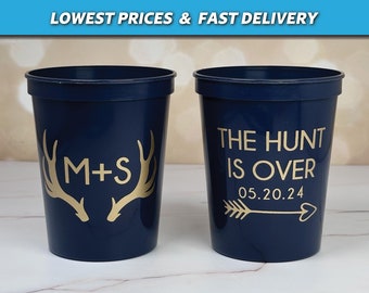 The Hunt Is Over Cups, Wedding Stadium Cups, Hunting Wedding Theme, Wedding 16oz Stadium Plastic Cups, Wedding Shower Cups, Engagement Cups