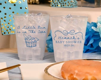 A Little Bun is in the Oven Baby Shower Shower Frosted Cups, Hand Drawn Bun in the Oven Cups, Gender Reveal Favors, Bread Theme Baby Shower