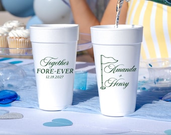 Together Fore-Ever Foam Cups, Golf Wedding Shower, Styrofoam Cups, Golf Wedding Favors, Country Club Wedding Cups, Golf Theme Bridal Shower