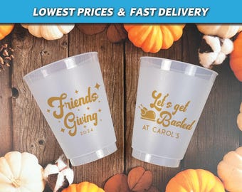 Friendsgiving Dinner Frosted Cups, Let's Get Basted Friendsgiving Cups, Friendsgiving Decorations, Thanksgiving Favors, Friendsgiving Favors