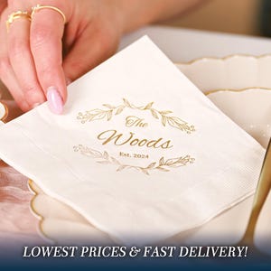 Personalized Wedding Monogram Napkins, Custom Wedding 3-PLY Cocktail Napkins, Foil Printed Napkins, Wedding Logo, Engagement Napkins