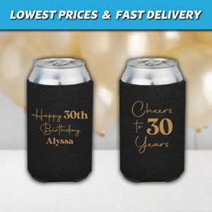 Birthday Can Coolers, 30th Birthday, Birthday Party Favors, Custom Birthday Can Cooler, Personalized Favors