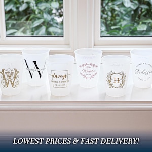 Custom Wedding Cups, Cocktail Hour Frosted Cups, Personalized Shatterproof Cups, Modern Wedding Decor, Signature Cocktails,Engagement Favors