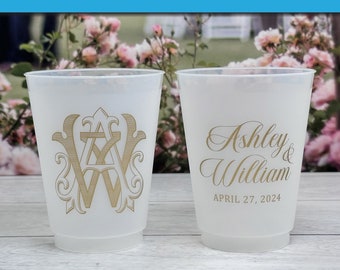 Personalized Wedding Cups - Frost Flex Cups, Customizable for Couples, Perfect for Wedding Toasts & Favors