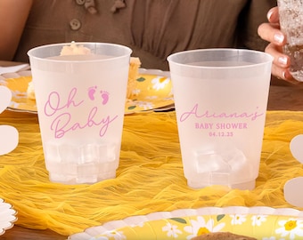 Oh Baby Frosted Cups, Personalized Baby Shower Cups, Baby Boy Shower Supplies, It's A Boy Favors, Gender Reveal, Baby Sprinkle Party, Oh Boy