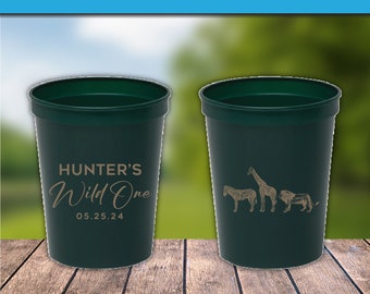 Wild One Party Cups - Plastic Custom Printed Stadium Cups, Birthday Party, Kid's Party, 1st Birthday, Safari Party Theme