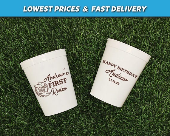 First Rodeo Birthday Cups, Cowboy Birthday Stadium Plastic Cups, 1st Birthday Cups, Cowgirl Birthday, Wild West Birthday, Cowboy Party Cups