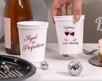 Aged To Perfection Birthday Party Stadium Cups, Wine Birthday Theme Plastic Cups, 50th Birthday, 40th Wine Birthday Theme, Wine Theme