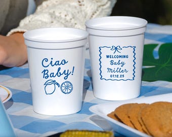 Ciao Baby Shower Stadium Cups, Ciao Baby Shower Decor, Italy Theme Baby Shower, Italian Baby Shower, Ciao Bambino/Bambina