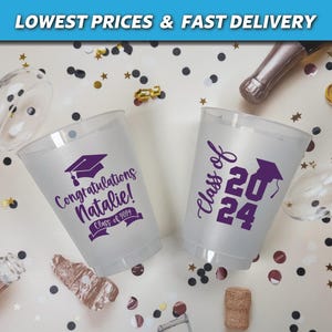 Graduation Custom Frosted Cups 9oz, 10oz, 12oz, 16oz, 20oz, 24oz / Personalized Graduation Cups, Class of 2024, Grad Favors, Congrats Grad