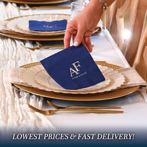 Personalized Wedding Monogram Napkins, Custom Wedding 3-PLY Cocktail Napkins, Foil Printed Napkins, Modern Minimalist Wedding Logo Napkins