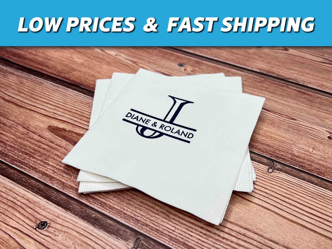 Wedding Logo Napkins, Interlocking Monogram Custom Cocktail Napkins