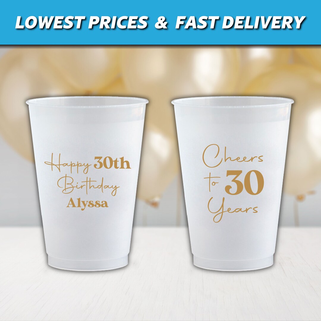 Happy Birthday Party Cups, Custom Birthday Party Cups, Shatterproof