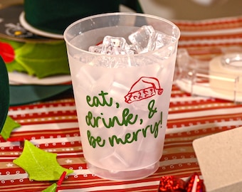 Eat, Drink and Be Merry Cups - 16oz Frost Set of 10