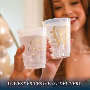 Personalized Wedding Cups, Custom Frosted Cups, Frosted Wedding Cups, Wedding Monogram Cups, Engagement Cups, Engagement Decor,Wedding Decor