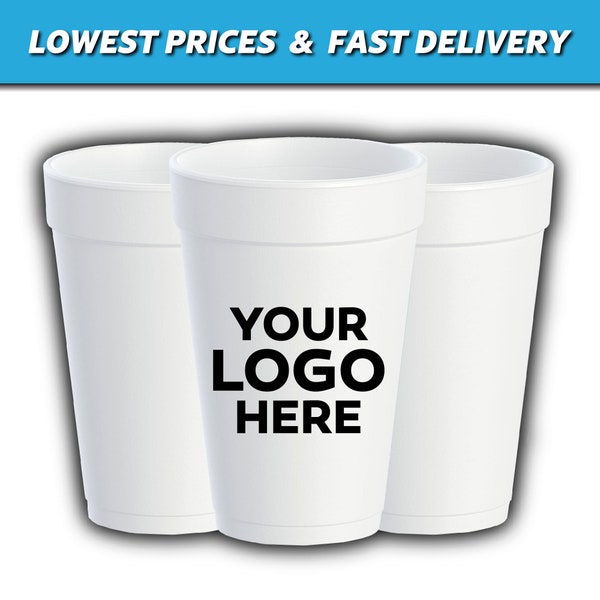 Custom Printed Styrofoam Cups, Foam Cups, Personalized Party Cups, Design Your Own Cups