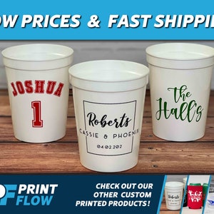 Custom Printed Stadium Cups, Personalized Party Cups, Design Your Own Cups