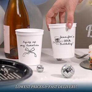 Tying Up My Twenties Birthday Stadium Cups, Tying Up Her Twenties, 30th Birthday Favors, Bow Theme 30th 40th 50th Birthday, Coquette Favors