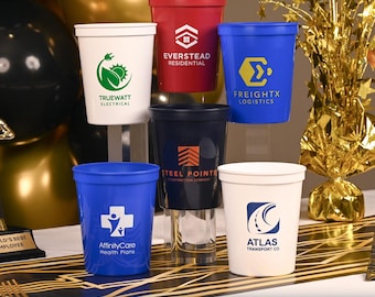 Promotional Stadium Cups, Custom Company Logo Cups, Corporate Event Cups, Business Promo, Company Party Favors, Business Logo Merch