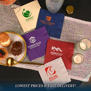 Custom Logo 3-PLY Cocktail Napkins, Company Logo Napkins, Corporate Event Napkins, Business Promo, Company Party Favors, Promotional Napkins