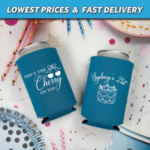 She&#39;s the Cherry on Top Birthday Can Coolers, Cherry Themed Party Favors, Cherry First Birthday, Our Little Cherry on Top Baby Shower
