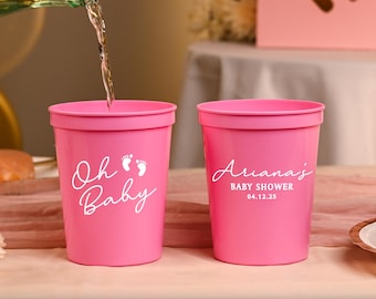 Oh Baby Stadium Cups, Personalized Baby Shower Cups, Baby Boy Shower Supplies, It's A Boy Favors, Gender Reveal, Baby Sprinkle Party, Oh Boy