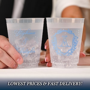 Custom Wedding Cups, Reception Bar Frosted Cups, Personalized Shatterproof Cups, Modern Wedding Decor, Signature Cocktails, Engagement Party