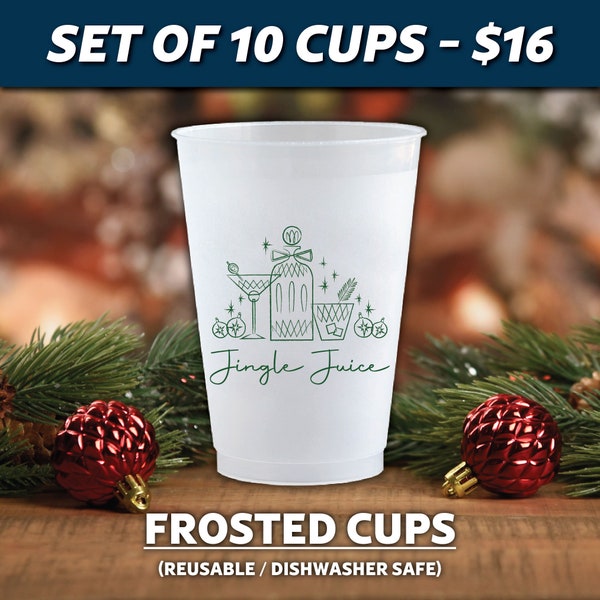 Festive Christmas Cups , Perfect for Holiday Gatherings and Parties 16oz Frost Set of 10