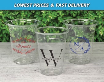 Custom Printed Soft Clear Plastic Cups, Wedding Disposable Cups, Personalized Soft Plastic Party Cups, Party Cups