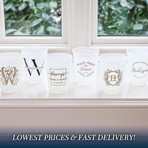 Custom Wedding Cups, Reception Bar Frosted Cups, Personalized Shatterproof Cups, Modern Wedding Decor, Signature Cocktails, Engagement Party