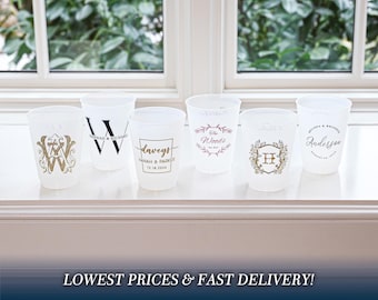 Custom Wedding Cups, Reception Bar Frosted Cups, Personalized Shatterproof Cups, Modern Wedding Decor, Signature Cocktails, Engagement Party