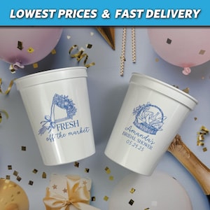Fresh Off The Market Bridal Shower Cups, Stadium Bridal Shower Cups, Market Theme Bridal Shower, She&#39;s Off The Market Cups, Wedding Shower