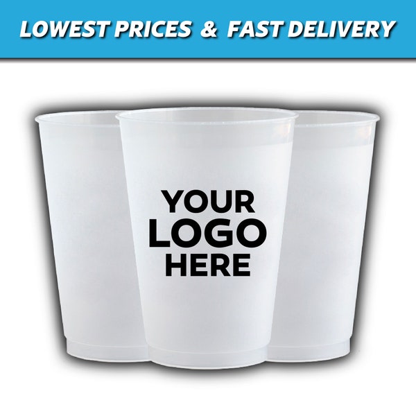 Personalized Cups, Custom Printed Frosted Cups, Shatterproof, Frost Flex, Personalized Plastic Party Cups, Promotional, Wedding Cups Bulk