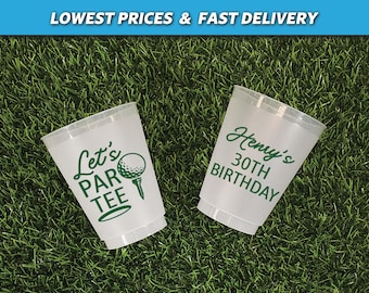 Golf Birthday Cups, Let's Partee, Custom Birthday Party Cups, Shatterproof Plastic Cups, Frosted Plastic Cups, 30th Birthday