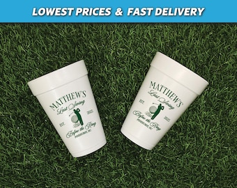 Last Swing Before The Ring Foam Cups, Golf Bachelor Party Styrofoam Cups, Groomsmen Gift, Personalized Bachelor Party Favors, Golf Trip Cups