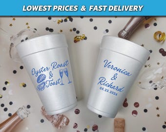 Oyster Roast & Toast Wedding Shower Foam Cups, Shuck It Styrofoam Cups, Shuck Yeah, Oyster Roast Cups, Oyster Event, Toast and Roast Cups