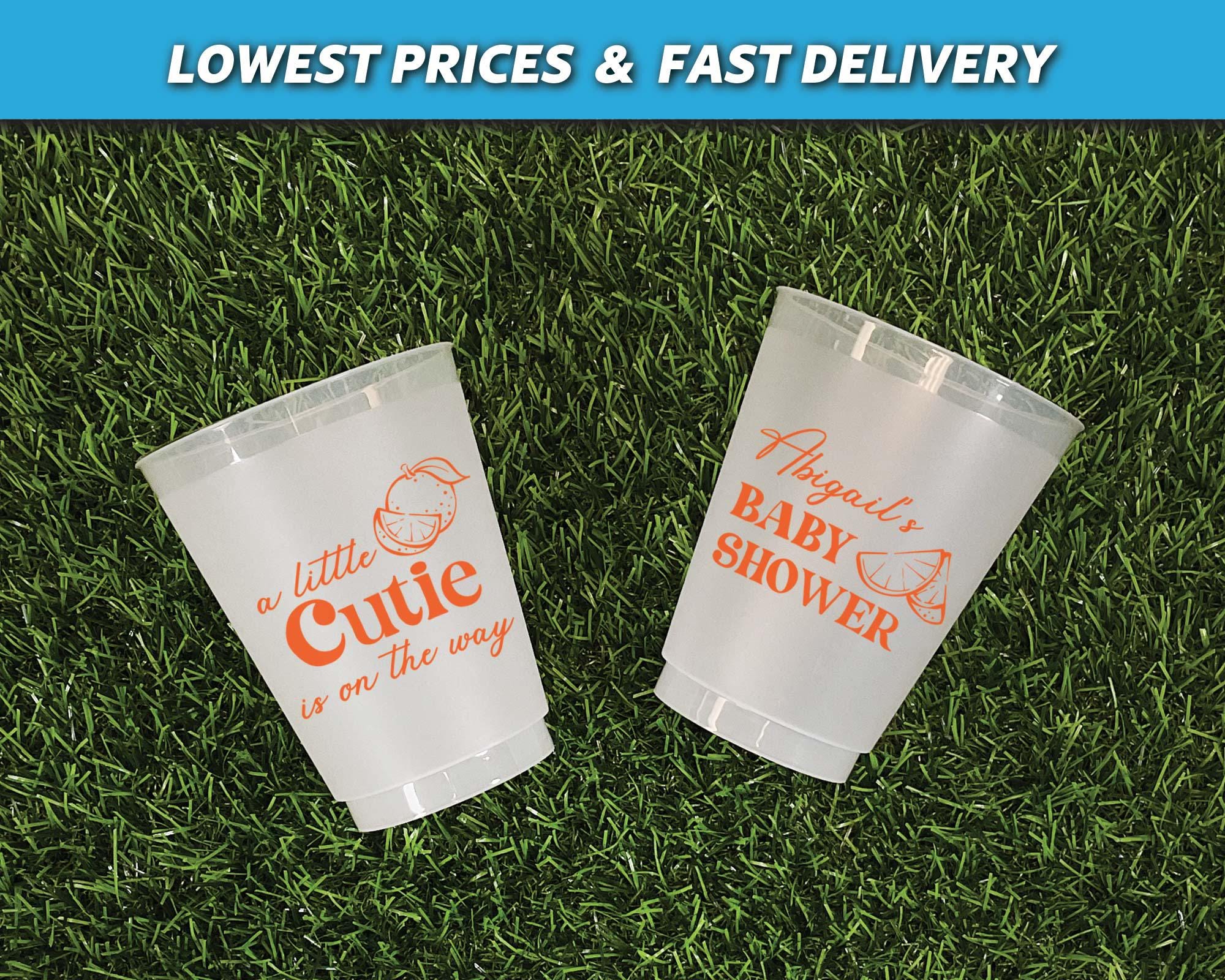 Little Cutie Baby Shower Cups, Personalized Frosted Plastic Cups, Cutie Baby Shower, Orange Shower, Citrus Baby Shower Cups, Neutral Shower