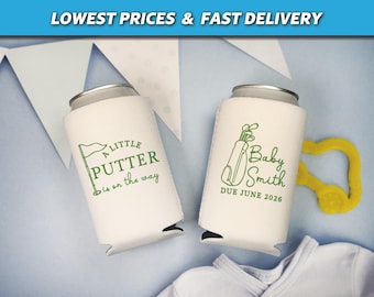 A Little Putter Is On The Way Can Coolers, Let's Partee, Golf Baby Shower Huggers, Golf Gender Reveal, Golf Shower Favors, Golf Theme Shower