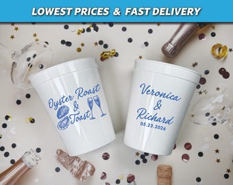 Oyster Roast & Toast Wedding Shower Stadium Cups, Shuck It Cups, Shuck Yeah, Oyster Roast Cups, Oyster Event Cups, Toast and Roast Cups
