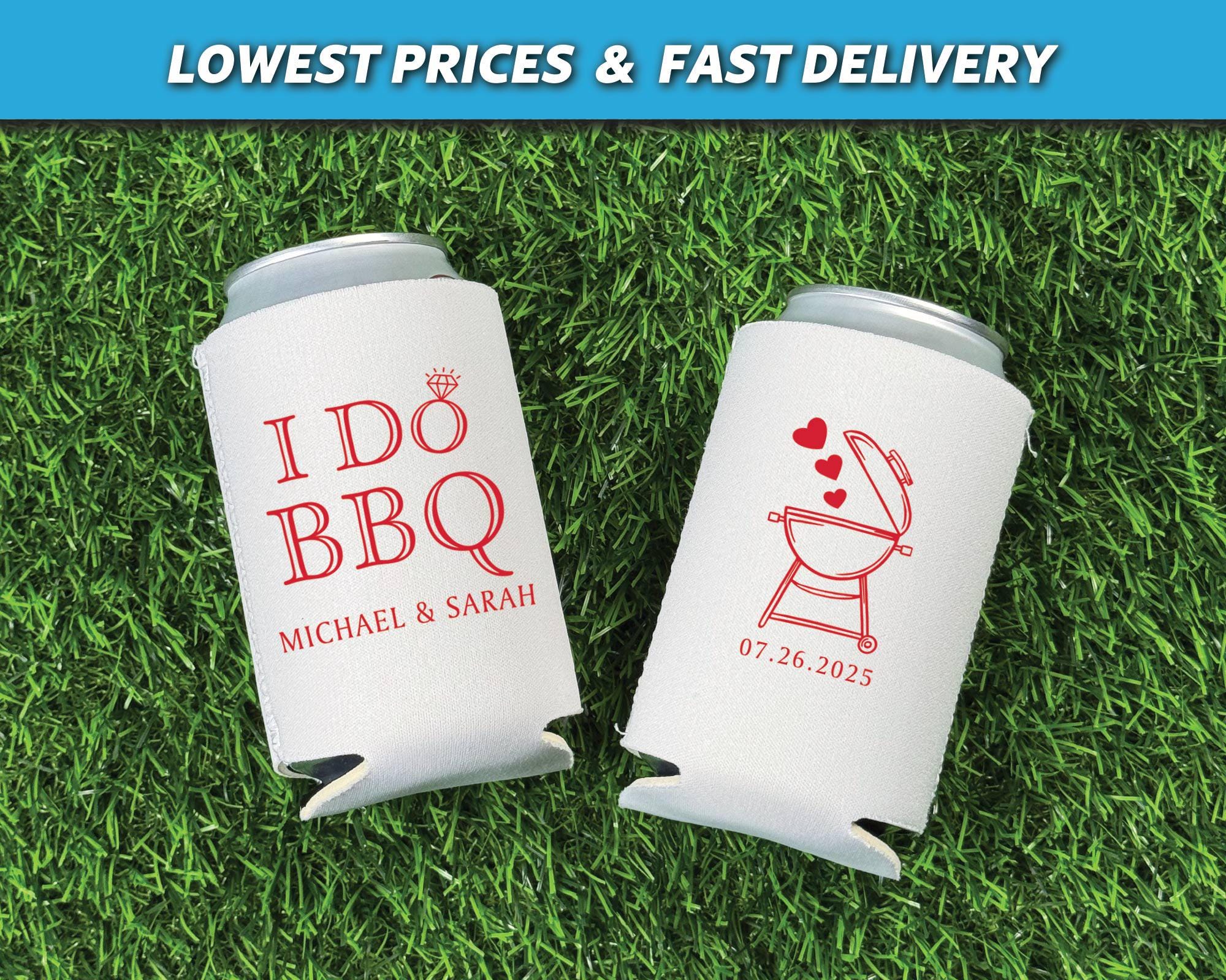 I Do BBQ Can Coolers, I Do Barbecue Neoprene Huggers, Wedding BBQ Favors, BBQ Engagement Party, Rustic Engagement Decor, Outdoor Engagement