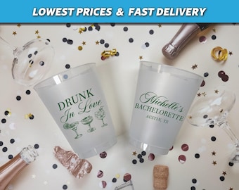 Drunk In Love Bachelorette Frosted Cups, Custom Bachelorette Cups, Personalized Reusable Cups, Bridal Shower Cups