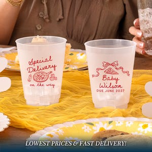 Special Delivery On The Way Baby Shower Cups, Pizza Baby Shower Frosted Cups, Slice Slice Baby Shower, Pizzas and Pacifiers Italian Theme