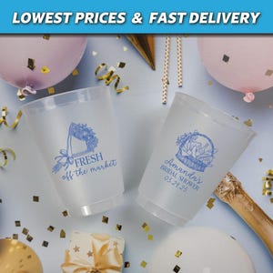 Fresh Off The Market Bridal Shower Cups, Frosted Bridal Shower Cups, Market Theme Bridal Shower, She&#39;s Off The Market Cups, Wedding Shower