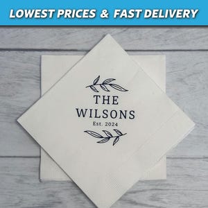 Personalized Wedding Monogram Napkins, Custom Wedding 3-PLY Cocktail Napkins, Foil Printed Napkins, Modern Wedding Logo, Engagement Napkins