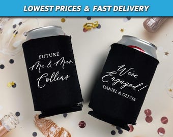Personalized Engagement Can Coolers, Future Mr. and Mrs. Neoprene Huggers, We're Engaged Favors,  Engagement Party Decorations, She Said Yes